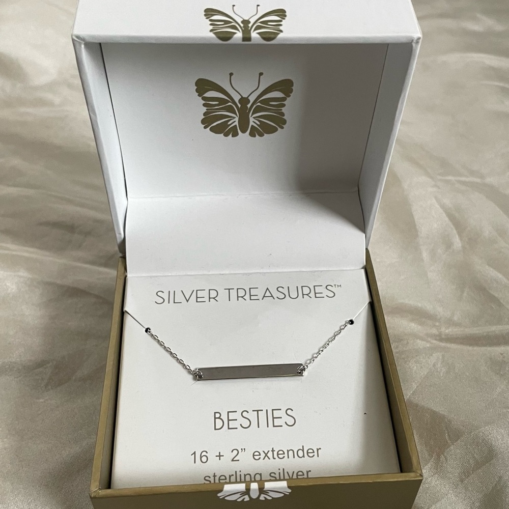 COPY - Silver Treasures, Sterling Silver Besties Necklace with 2” extender.